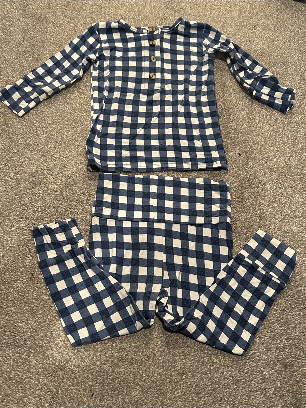 Blue and White Gingham Pajama Set